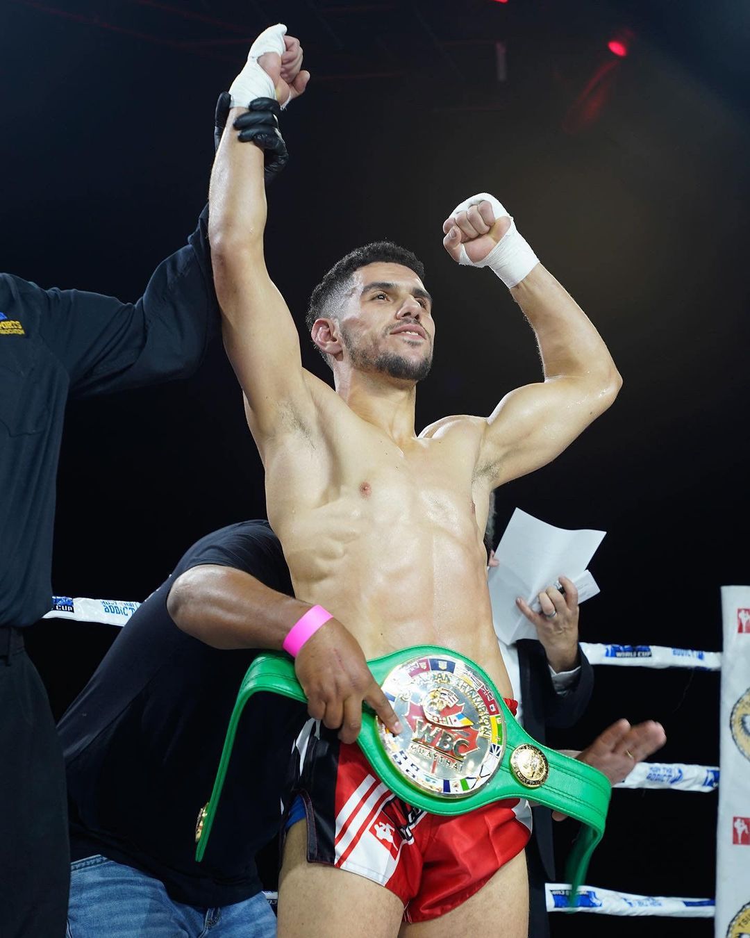 WBC champion after winning a muay thai fight