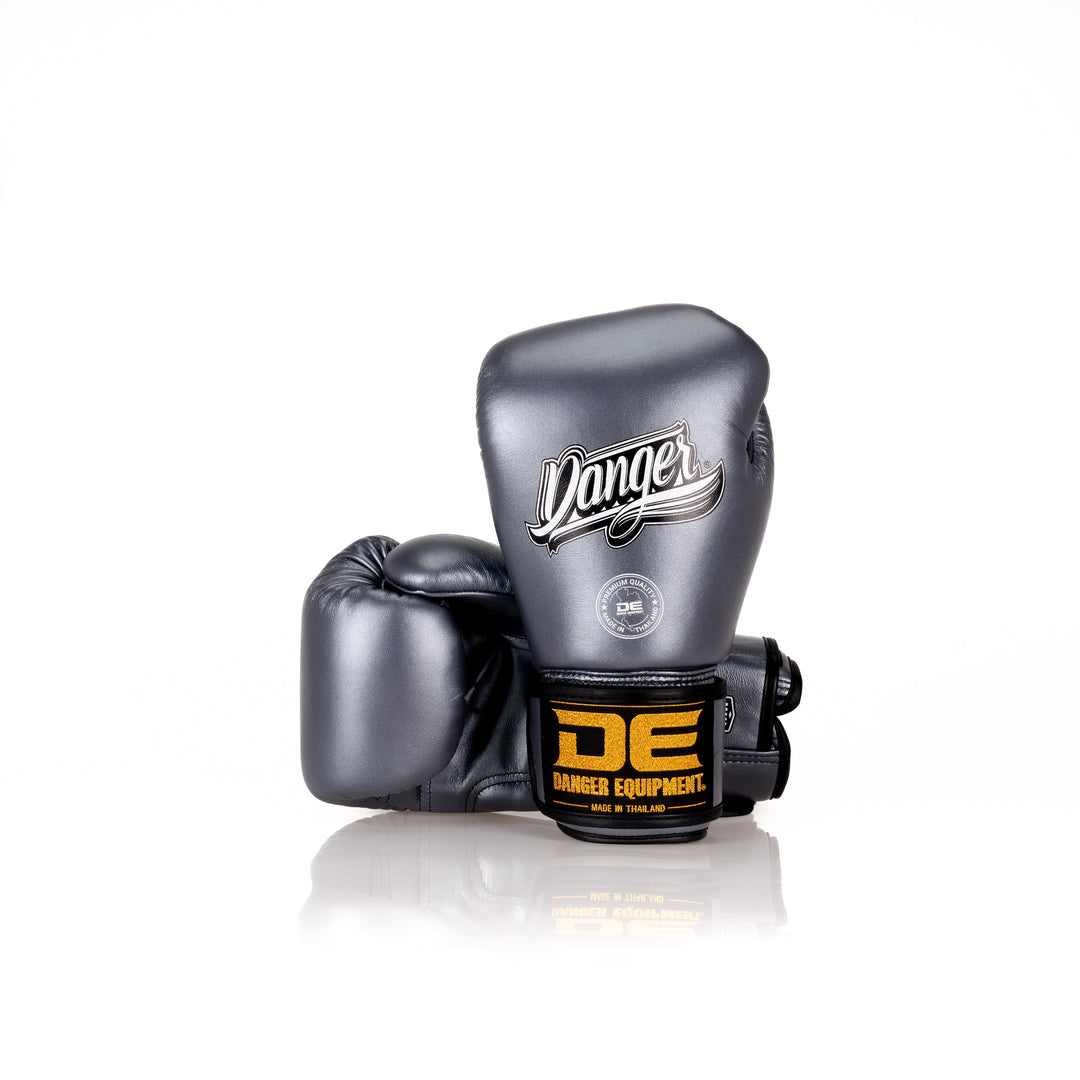 Grey Danger Equipment Classic Thai Boxing Gloves Back/Front