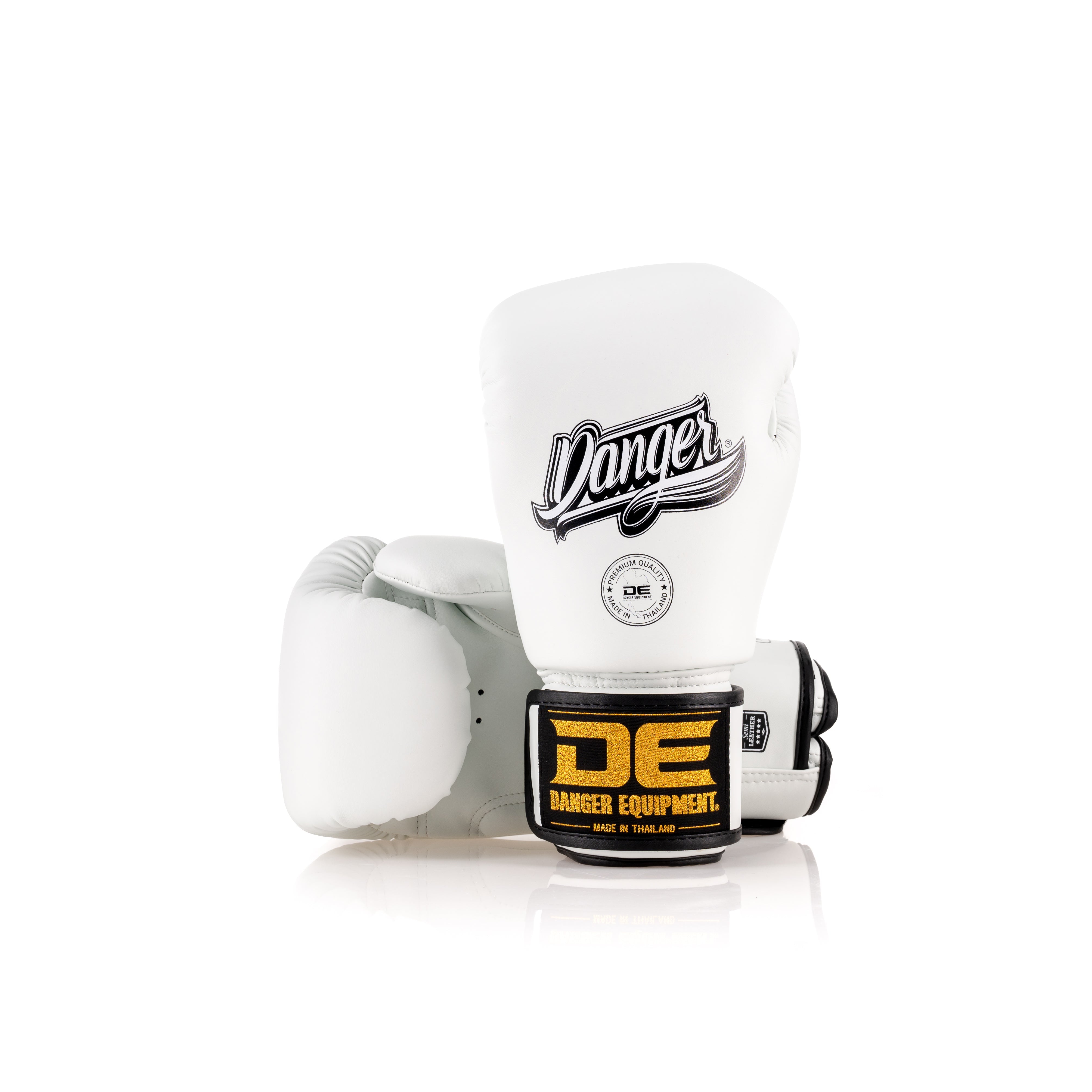 White Danger Equipment Classic Thai Boxing Gloves Back/Front