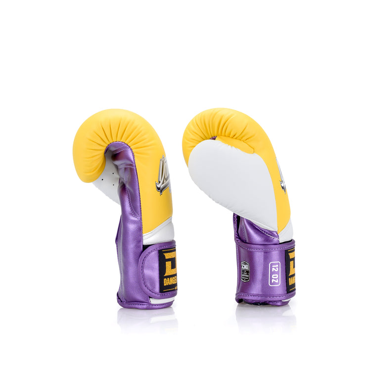 Yellow/White/Purple Danger Equipment The 'Rocket' Boxing Gloves Semi-Leather  Side