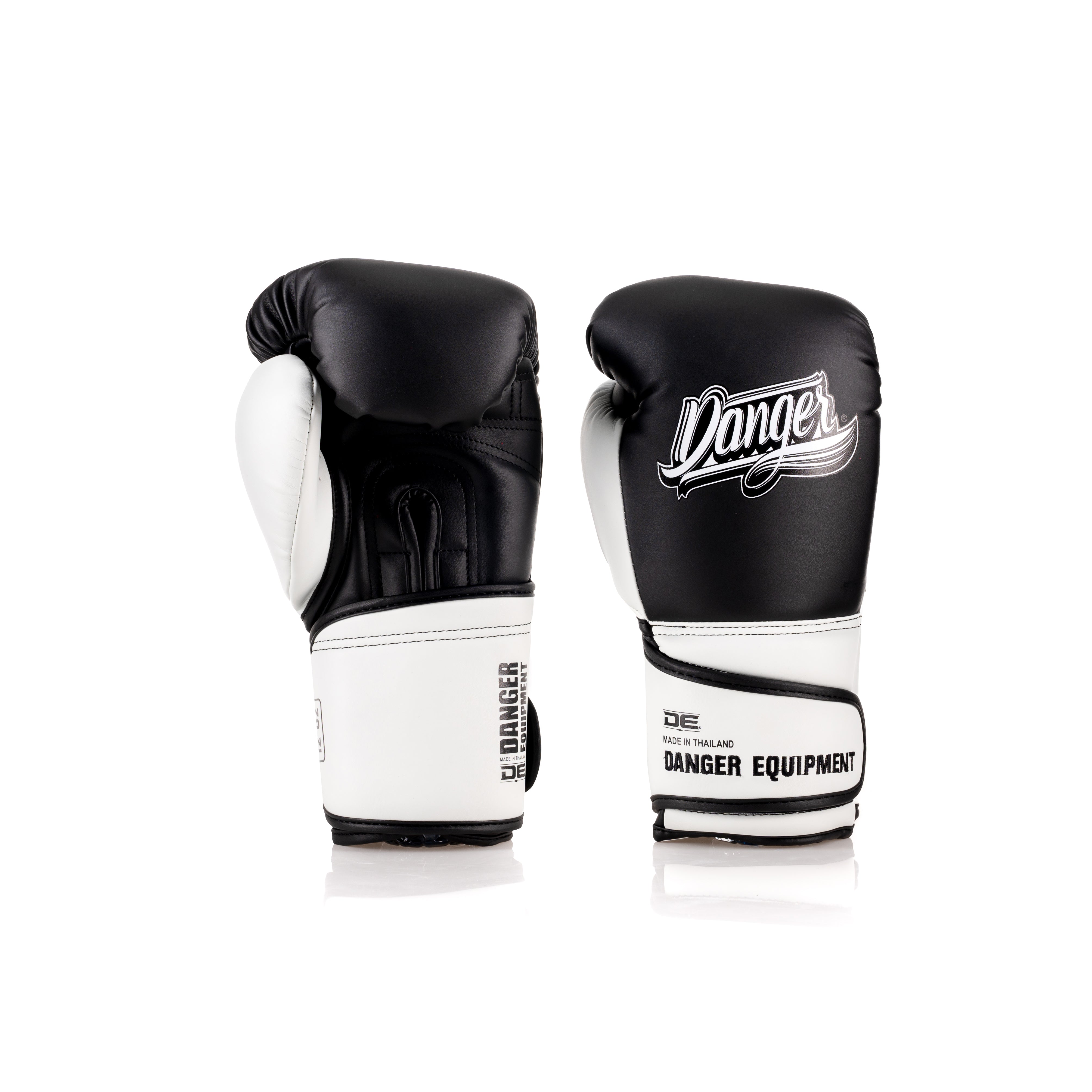 Black/White Danger Equipment Avatar Boxing Gloves Semi-Leather Back/Front
