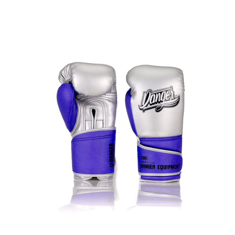 Silver/Purple Danger Equipment Avatar Boxing Gloves Semi-Leather Back/Front