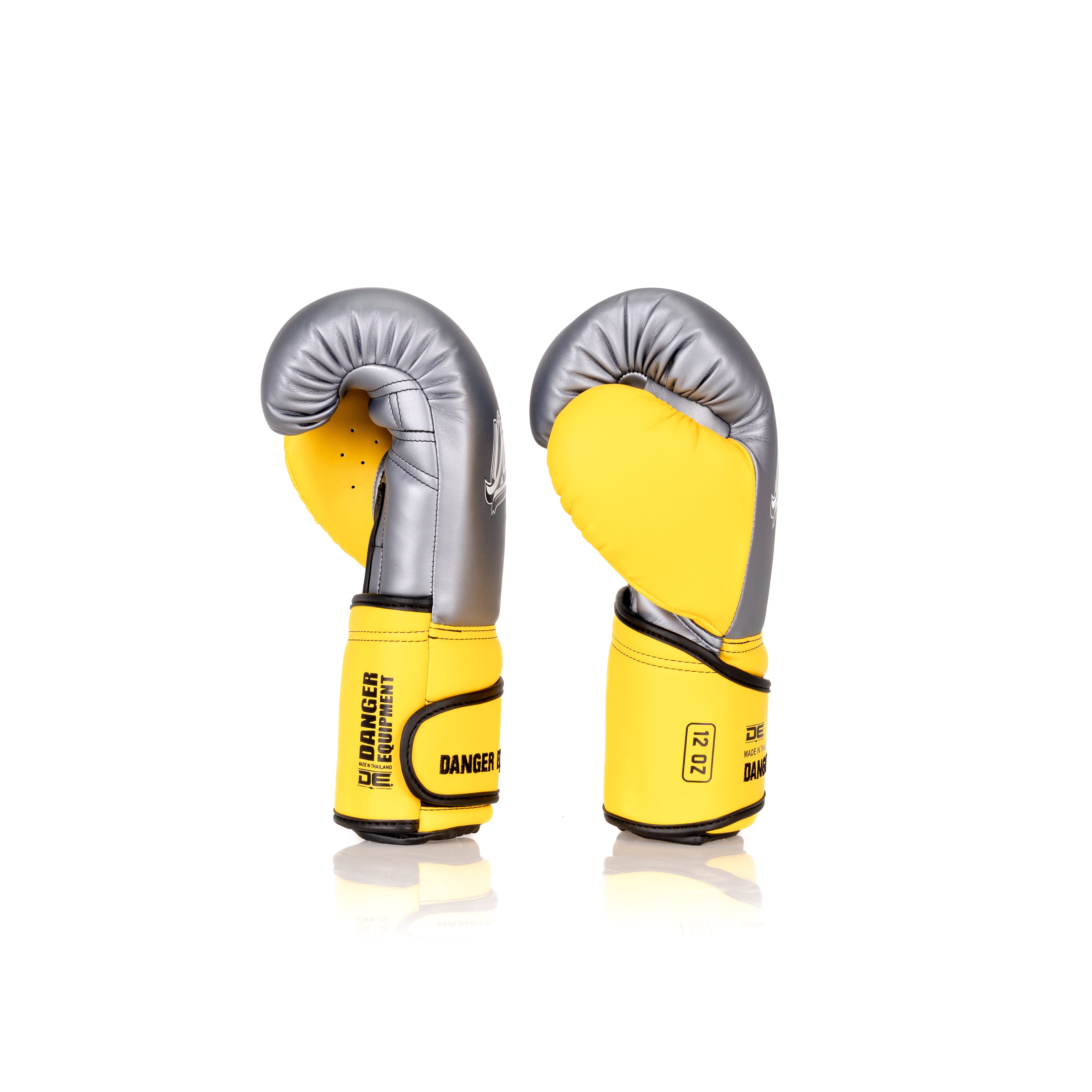 Silver/Yellow Danger Equipment Avatar  Boxing Gloves  Semi-Leather Side