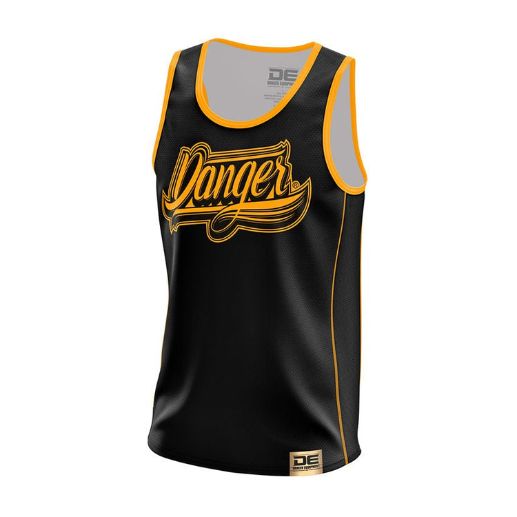Black/Orange Danger Equipment Basketball Jersey Front