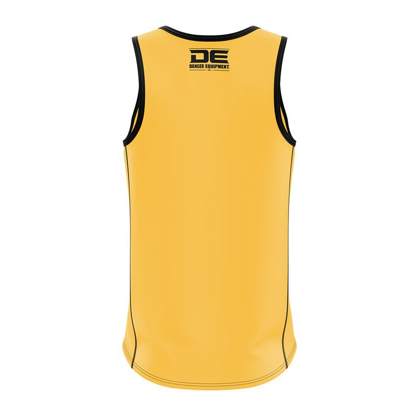 Black/Yellow Danger Equipment Basketball Jersey Back