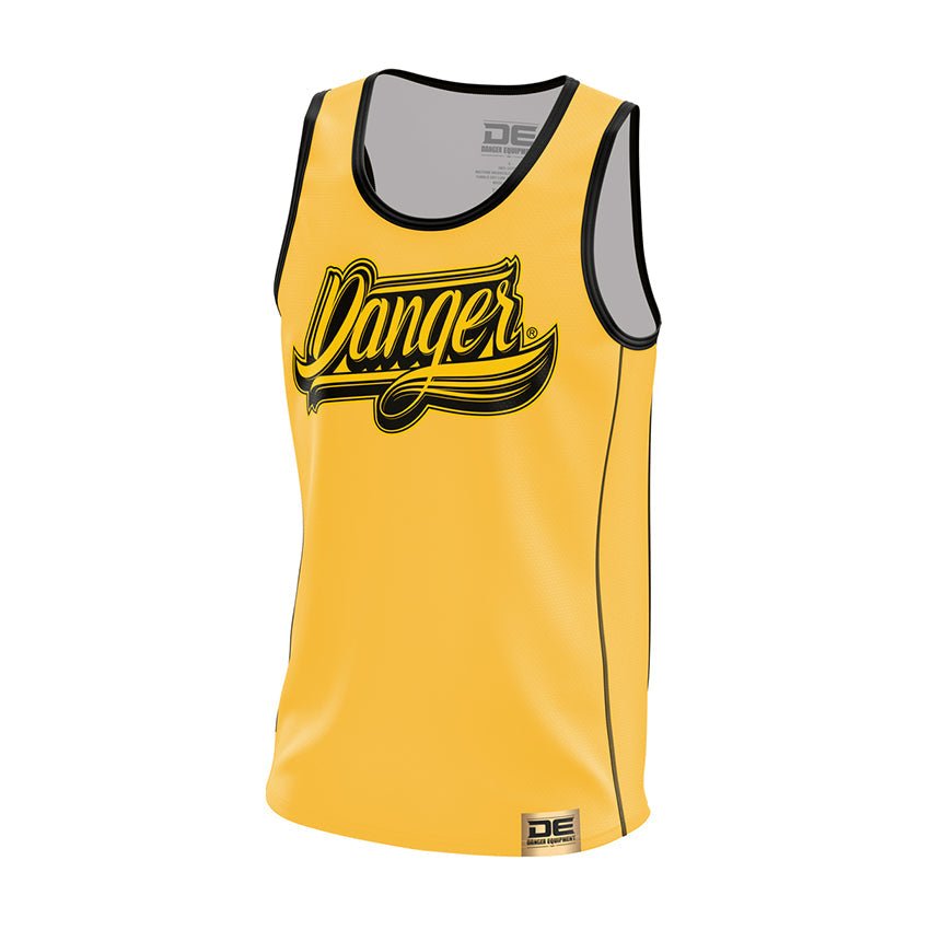 Black/Yellow Danger Equipment Basketball Jersey Front