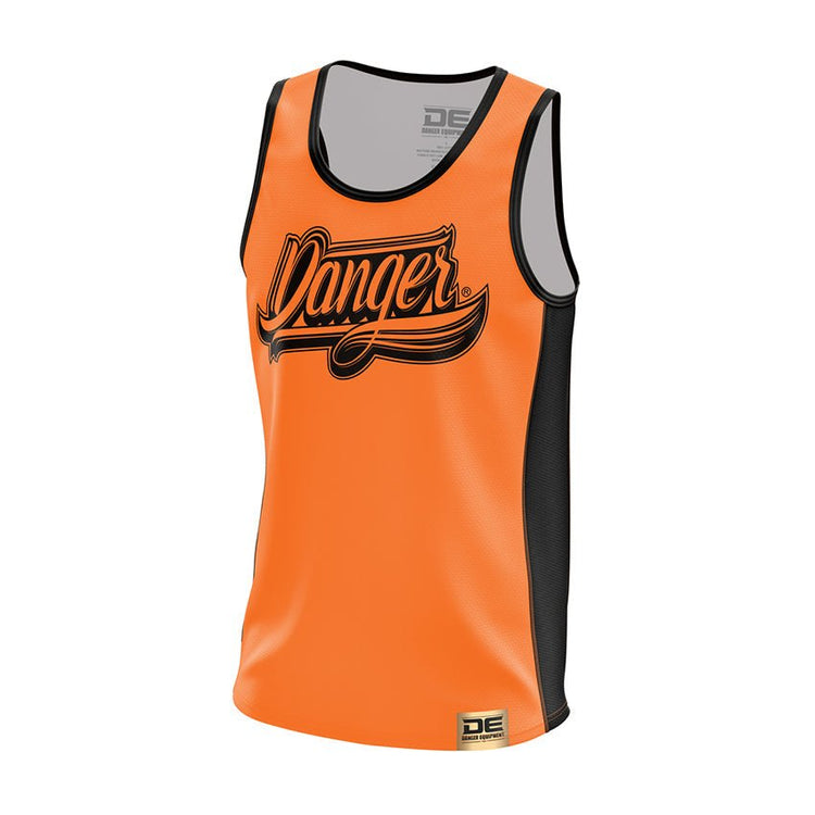 Orange Danger Equipment Basketball Jersey Front