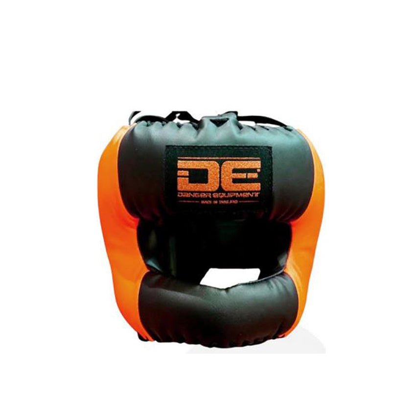 Orange/Black Danger Equipment Boxing Head Guard Front