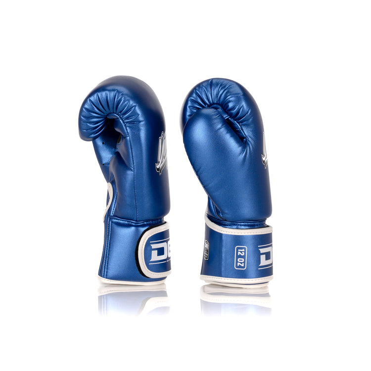 Blue Danger Equipment Classic Thai Metallic Boxing Gloves Side