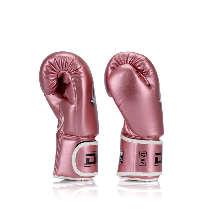 Pink Danger Equipment Classic Thai Metallic Boxing Gloves Side
