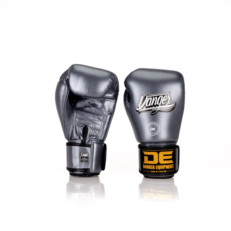 Grey Danger Equipment Classic Thai Boxing Gloves Back/Front