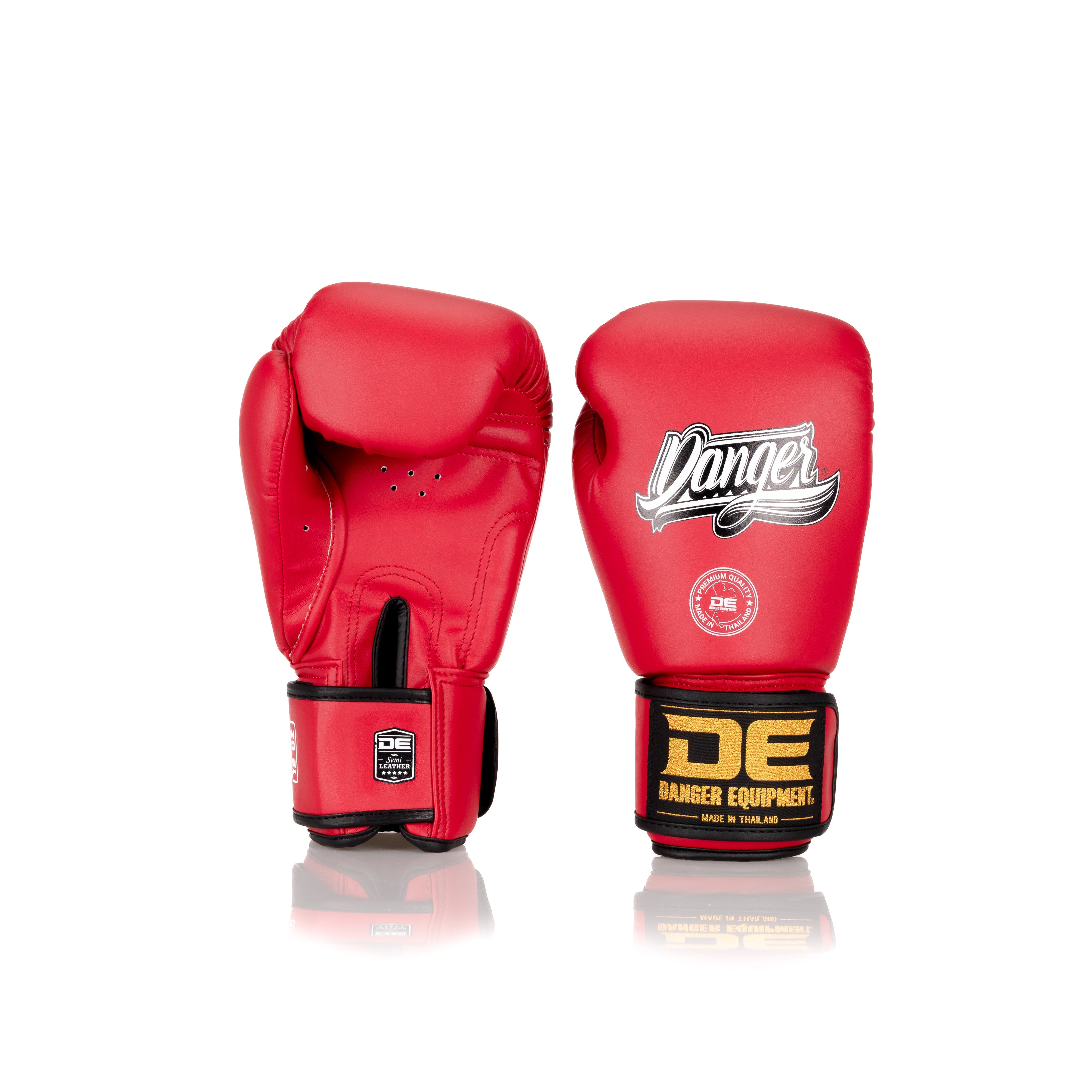 Red Danger Equipment Classic Thai Boxing Gloves Back/Front