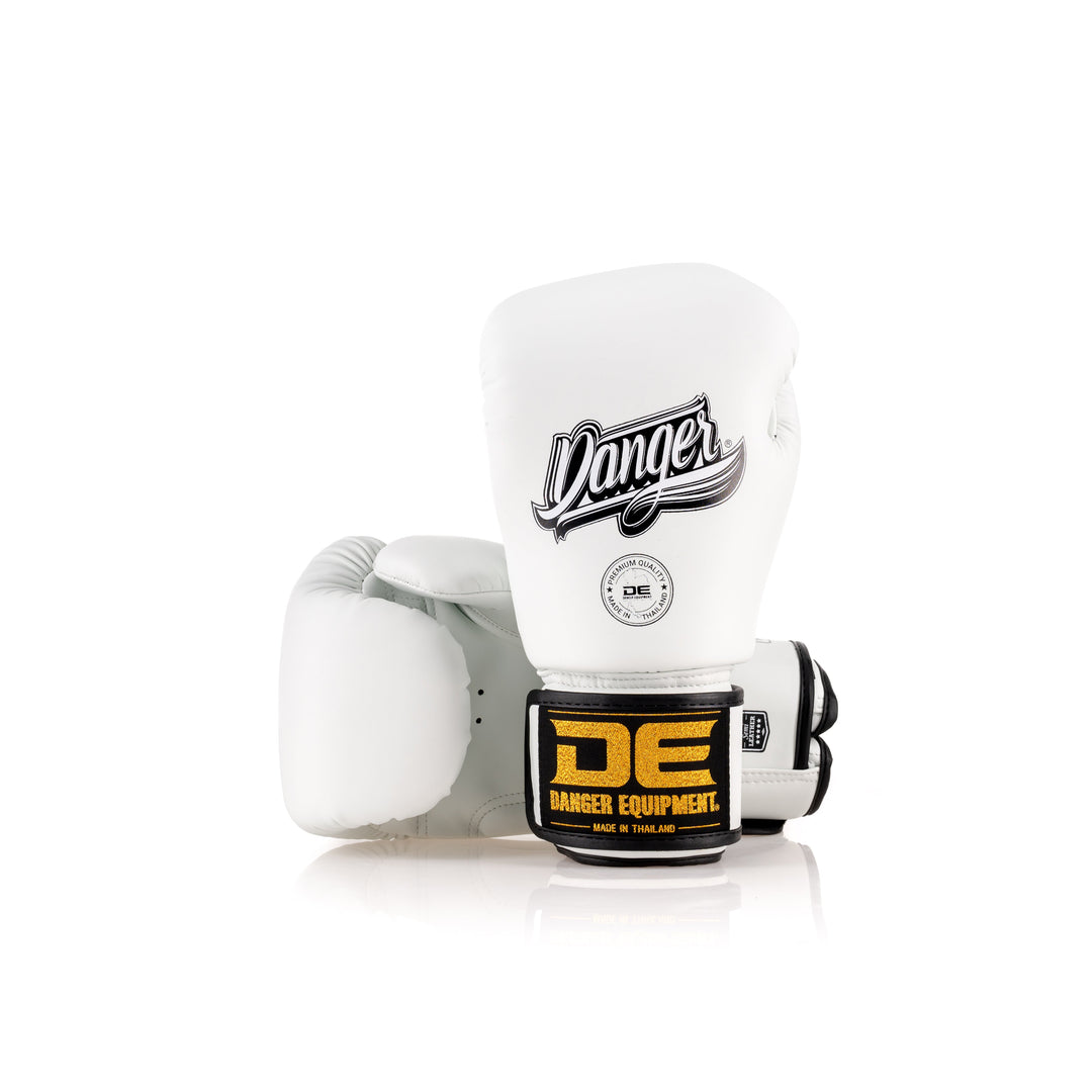 White Danger Equipment Classic Thai Boxing Gloves Back/Front