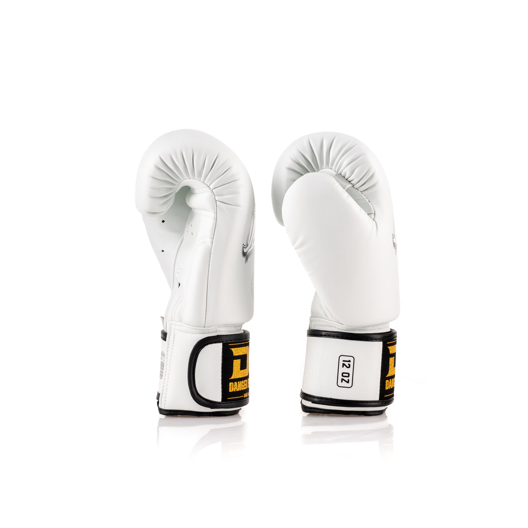 White Danger Equipment Classic Thai Boxing Gloves Side