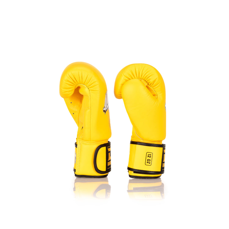 Yellow Danger Equipment Classic Thai Boxing Gloves Side