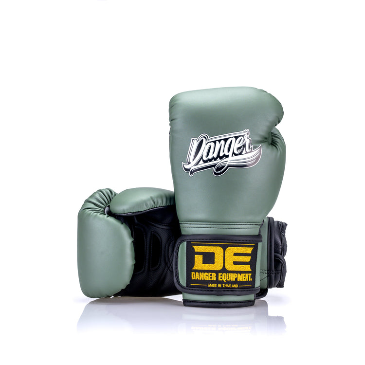 Green Danger Equipment Compact Boxing Gloves Army Side