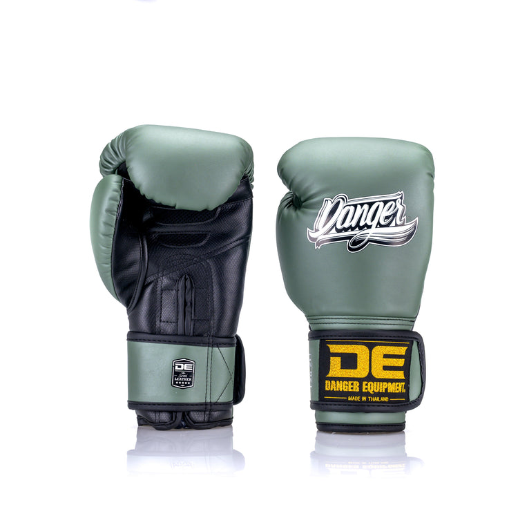 Green Danger Equipment Compact Boxing Gloves Army Back/Front