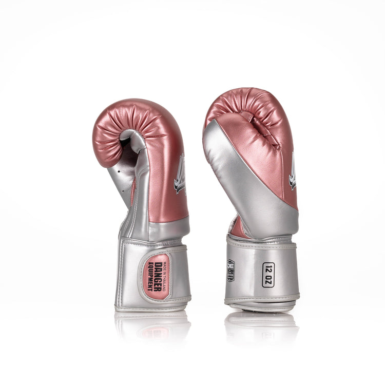  Pink/Silver Danger Equipment Evolution 3.0 Boxing Gloves Side