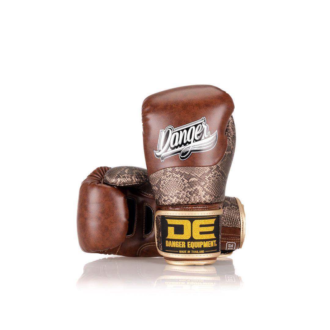 Brown Danger Equipment Evolution Deluxe Boxing Gloves Back/Front