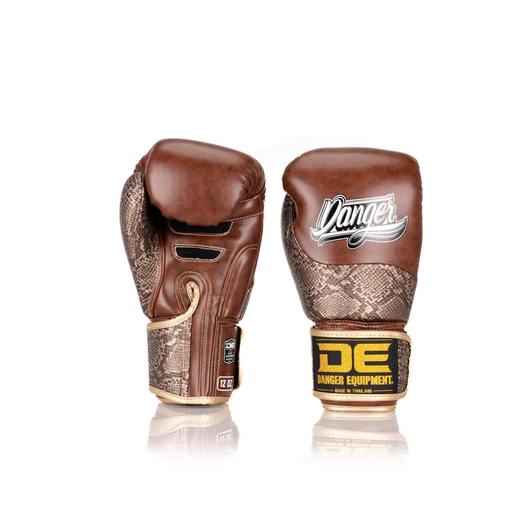 Brown Danger Equipment Evolution Deluxe  Boxing Gloves Back/Front