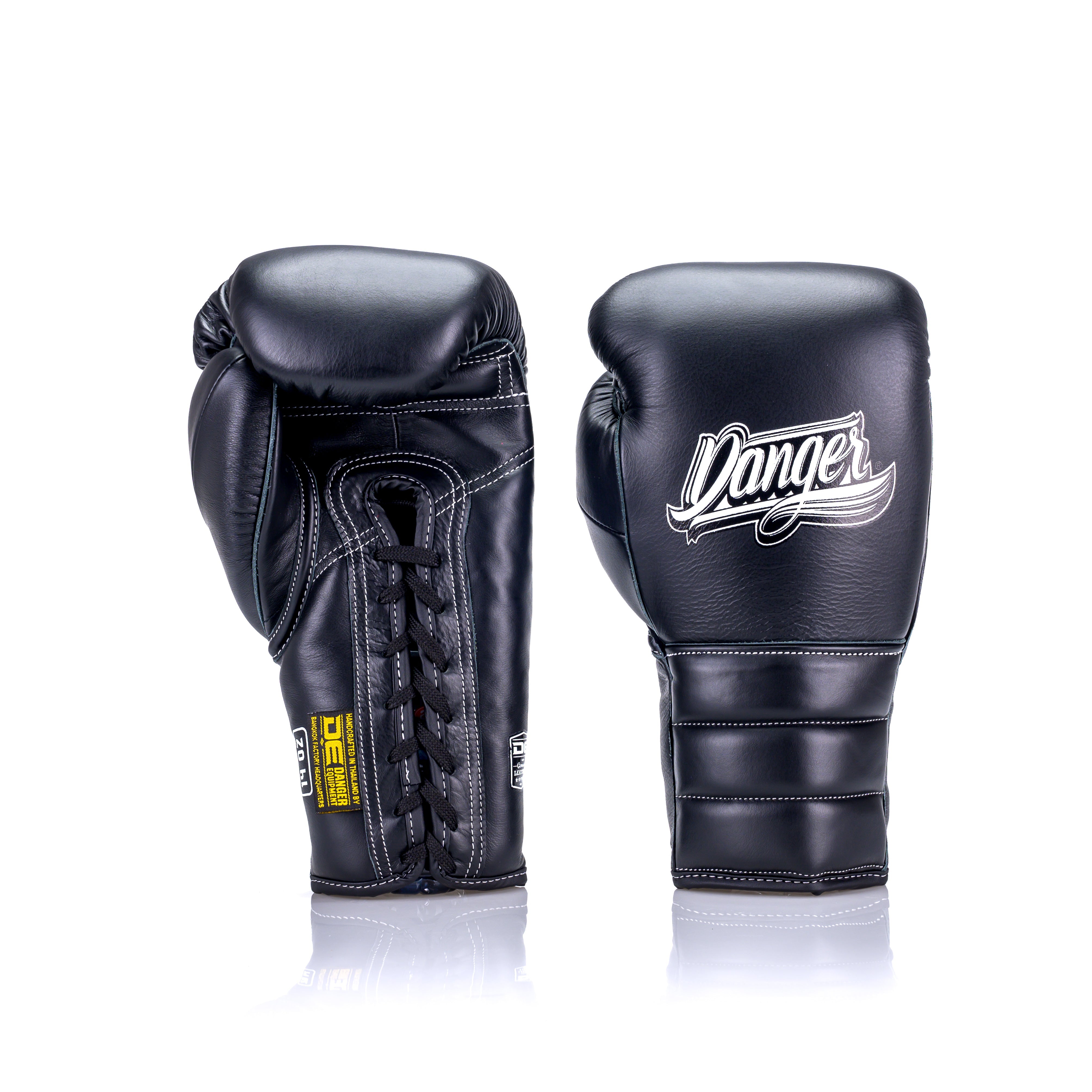 Danger Equipment Lace Up Mexican Style  Boxing Gloves  Semi-Leather Back/Front