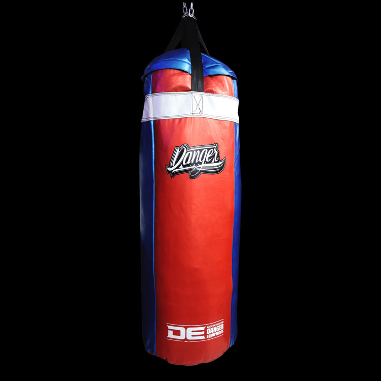 Blue/Red/White Danger Equipment Mexican Heavy Boxing Bag Front