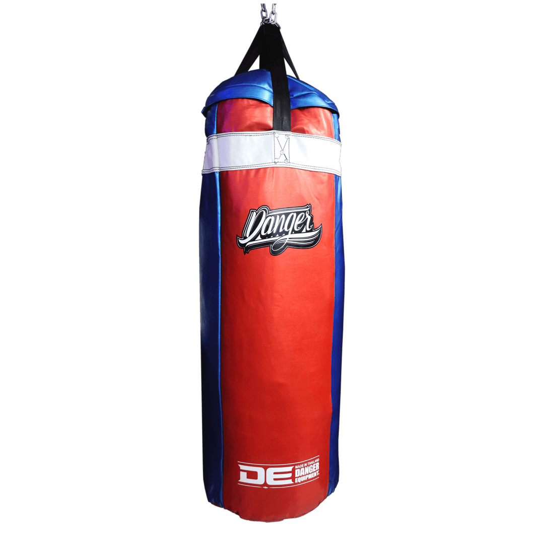 Blue/Red/White Danger Equipment Mexican Heavy Boxing Bag Front
