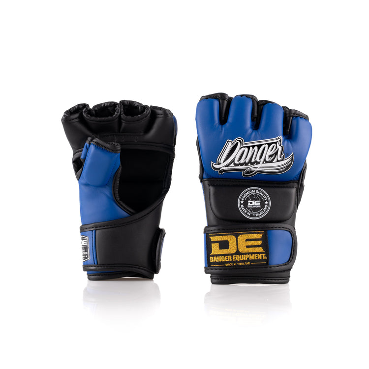 Blue/Black  Danger Equipment MMA Competition Gloves Back/Front