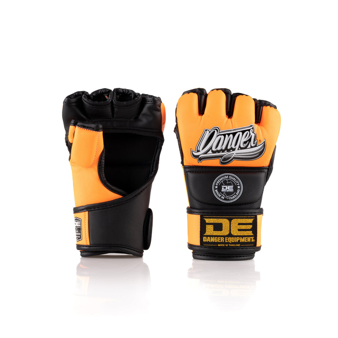 Orange/Black Danger Equipment MMA Competition Gloves  Back/Front