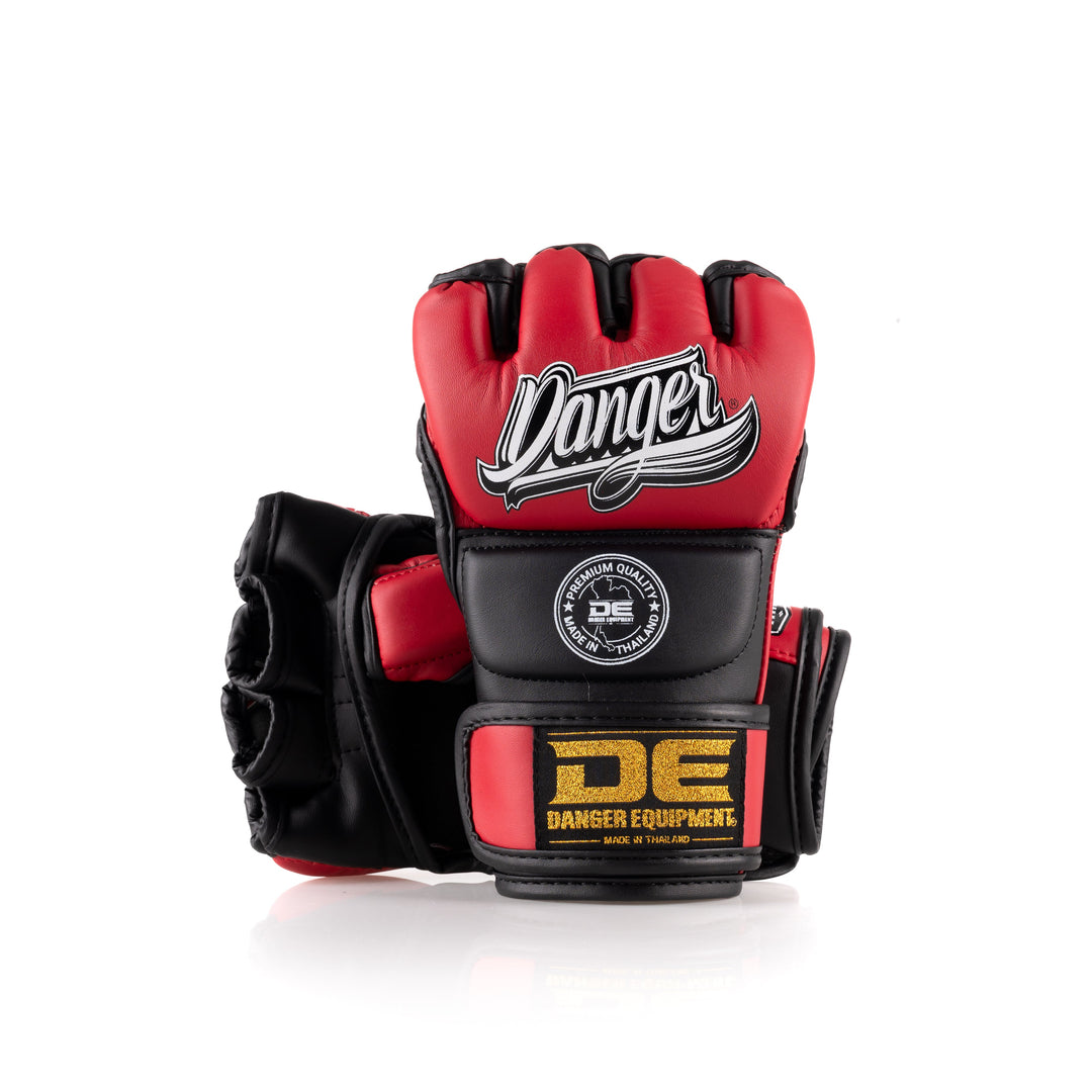 Red/Black Danger Equipment MMA Competition Gloves Back/Front