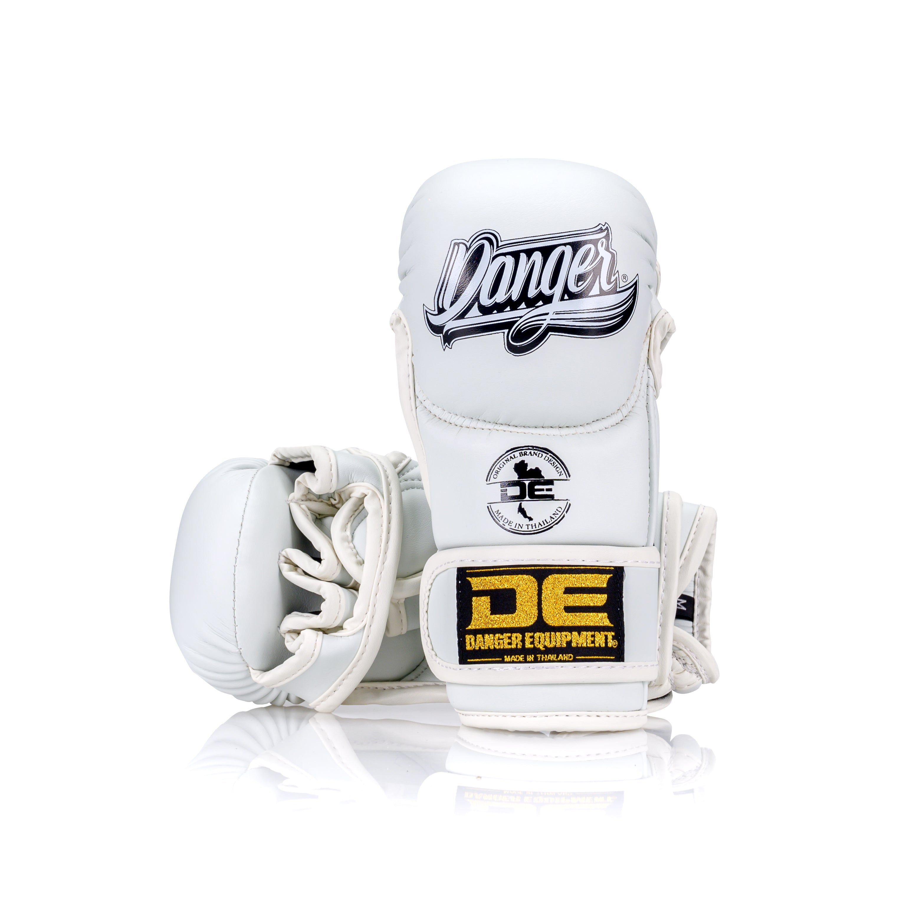 White Danger Equipment MMA Sparring Gloves  Semi-Leather Front