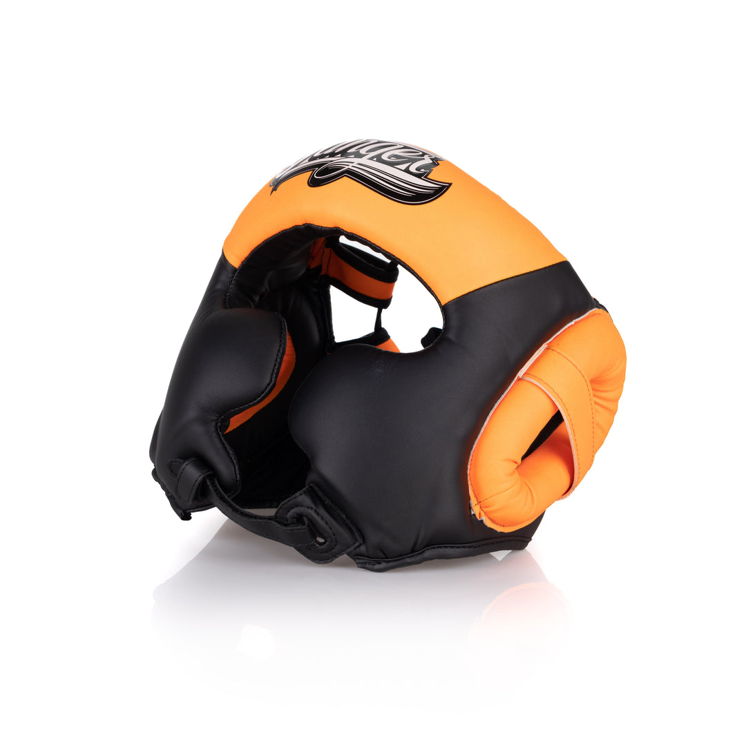 Orange/Black Danger Equipment Sparring Head Guard Side