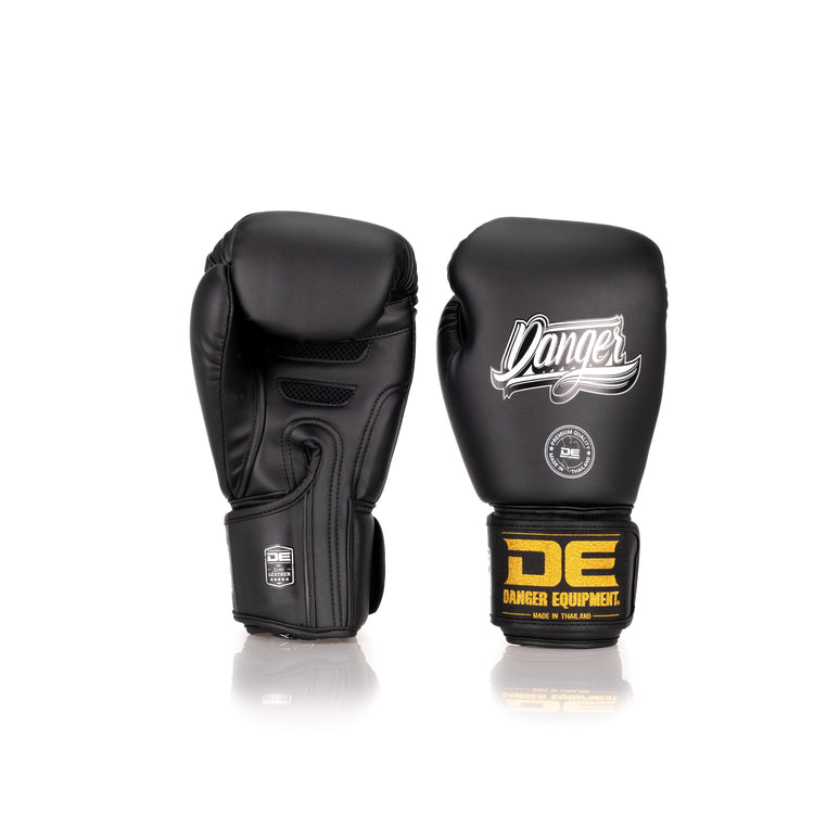Black/White Danger Equipment Super Max Boxing Glove Semi-Leather Back/Front