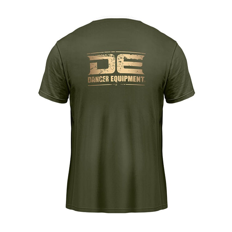 Army Green Danger Equipment T-Shirt Logo Gold  Back