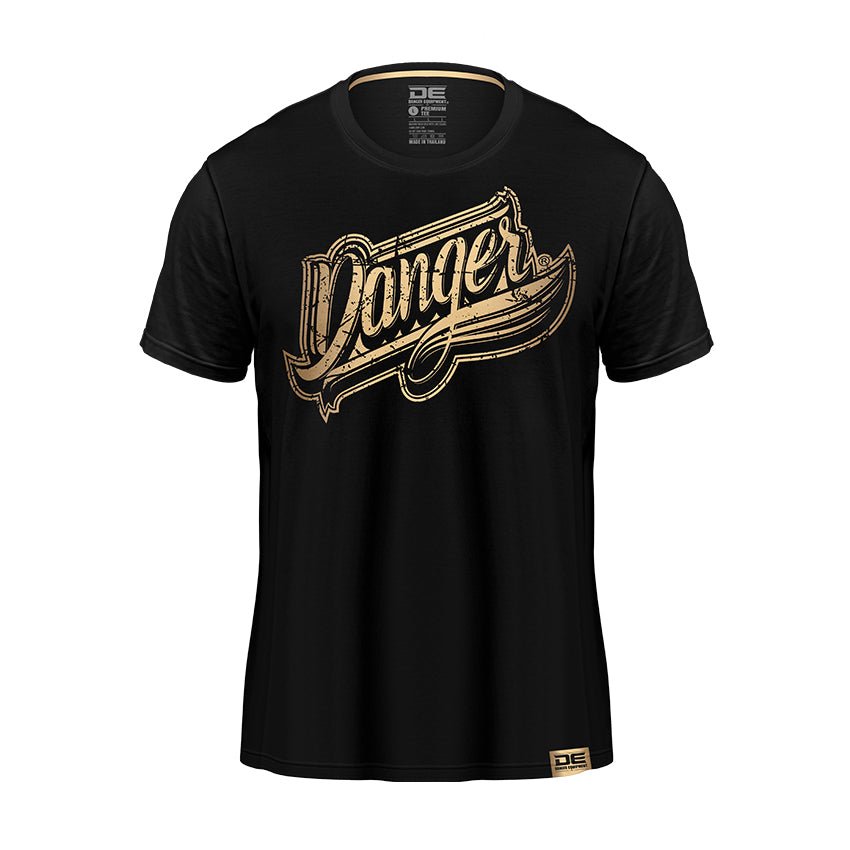 Black/Gold Danger Equipment T-Shirt Logo Gold Front