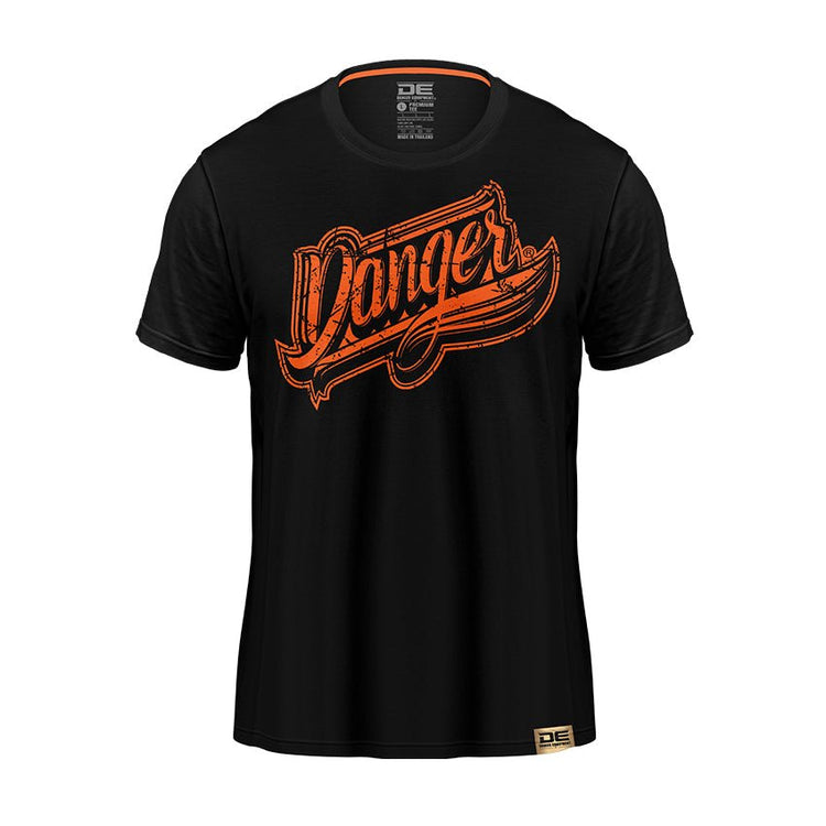 Black/Orange Danger Equipment T-Shirt Logo Orange Front