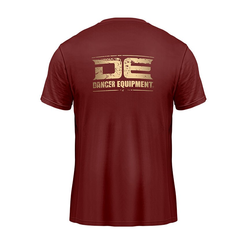 Maroon Danger Equipment T-Shirt Logo Gold  Back