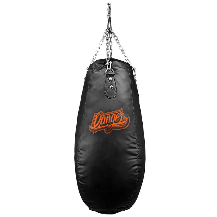 Black/Orange Danger Equipment Tear Drop Punching Bag Unfilled  Front