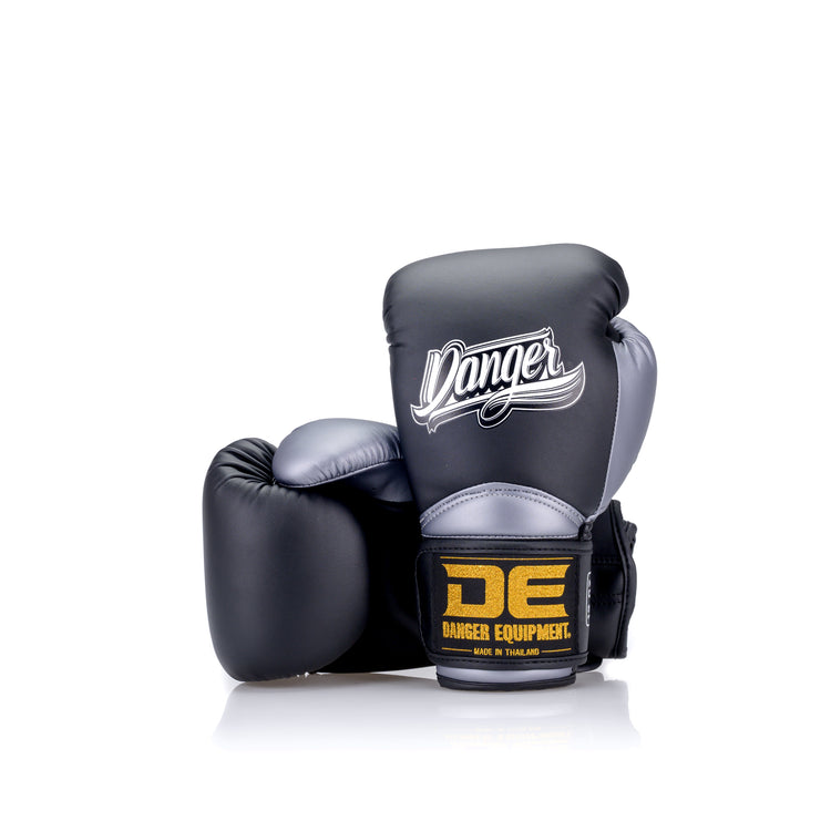 Silver/Black Danger Equipment The 'Rocket' Boxing Gloves Semi-Leather Back/Front