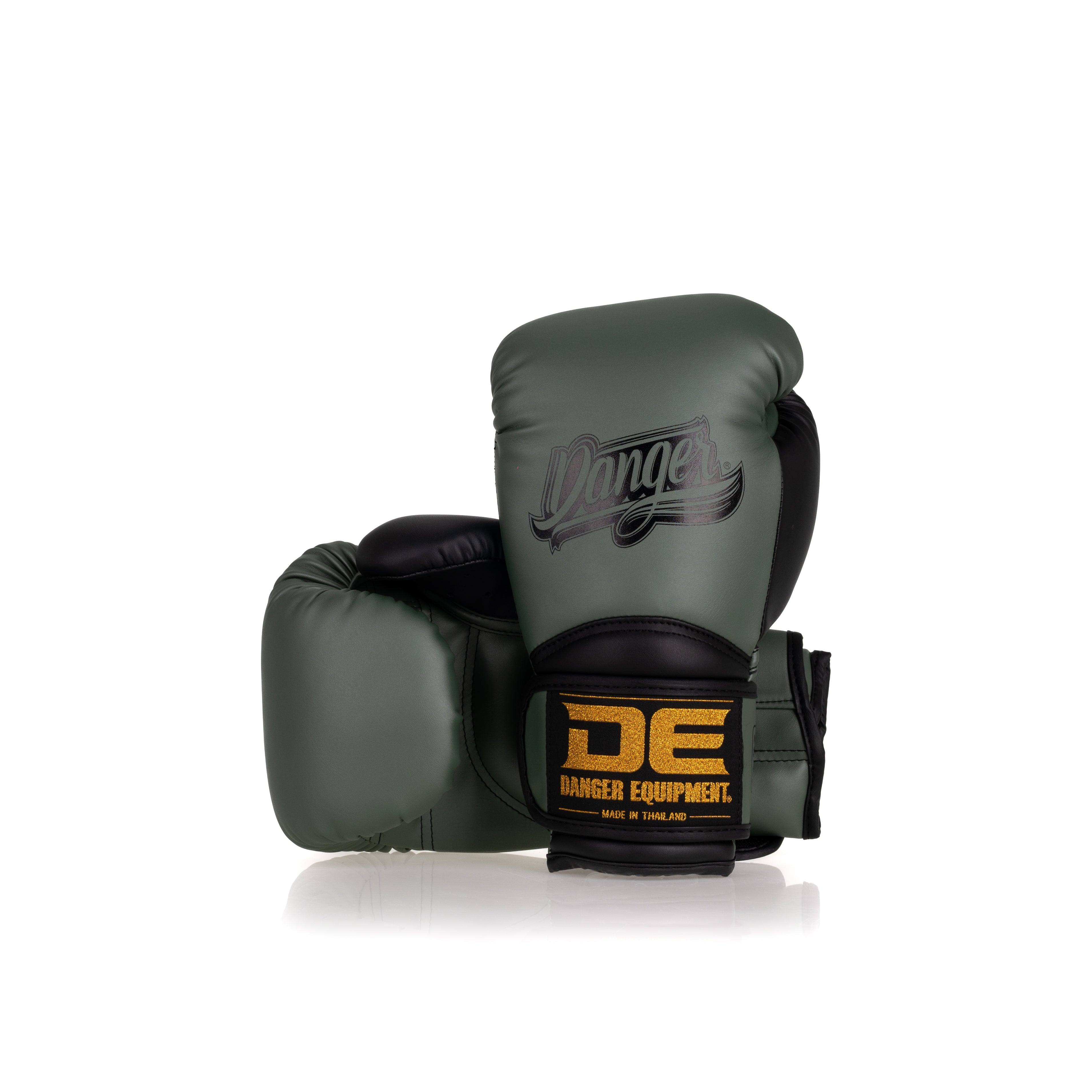 Green/Black Danger Equipment The 'Rocket' Boxing Gloves Semi-Leather Back/Front 
