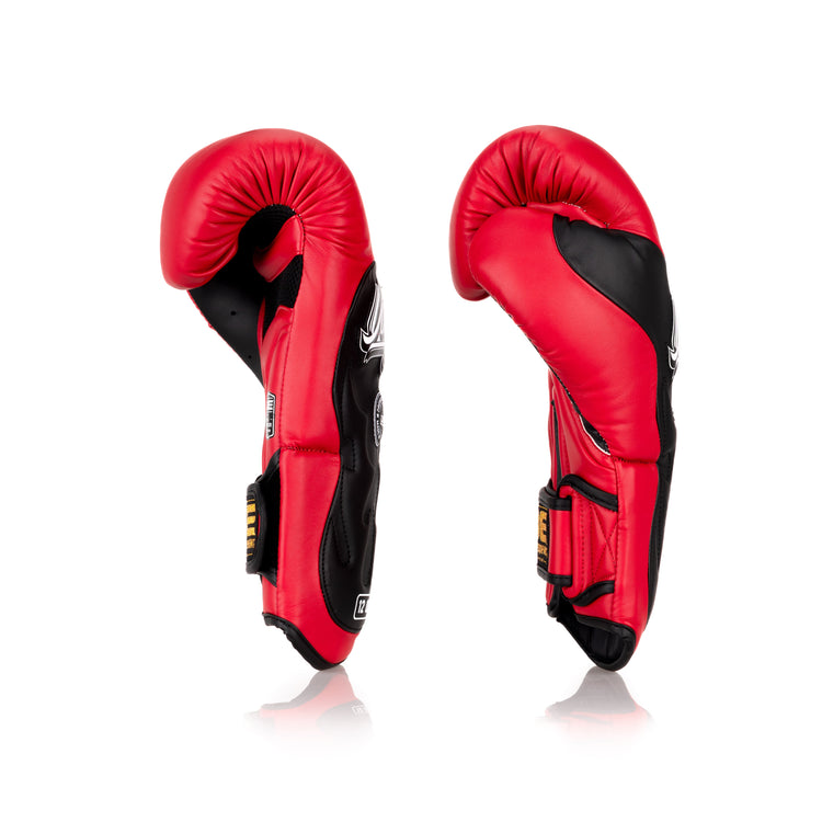 Black/Red Danger Equipment Ultimate Fighter Boxing Gloves Semi-Leather Side