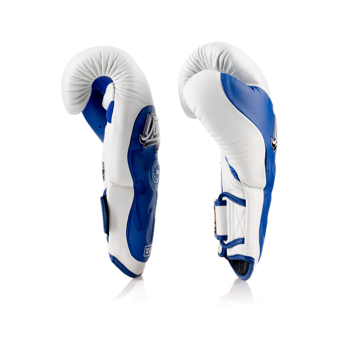 Blue/White Danger Equipment Ultimate Fighter Boxing Glove Semi-Leather Side