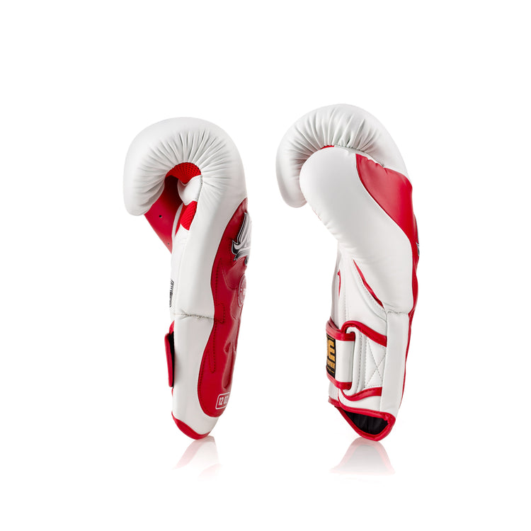 Red/White Danger Equipment Ultimate Fighter Boxing Glove Semi-Leather Side
