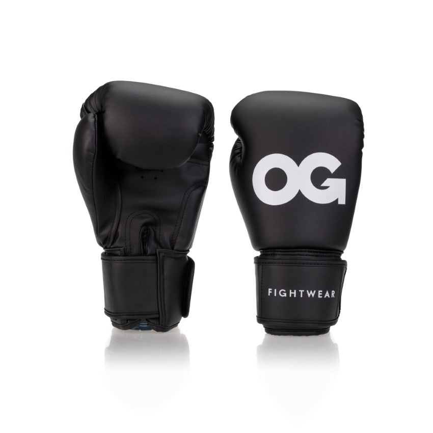 Black OG Super Max Boxing Gloves  Fightwear 8oz Back/Front
