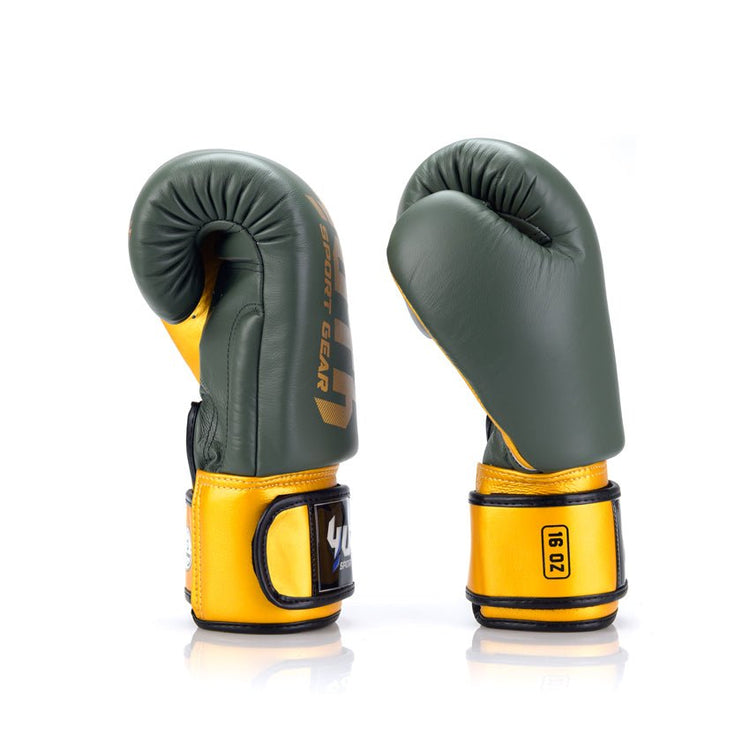 Army Green/Gold Yuth - Gold Line Boxing Gloves Yuth 8oz Side