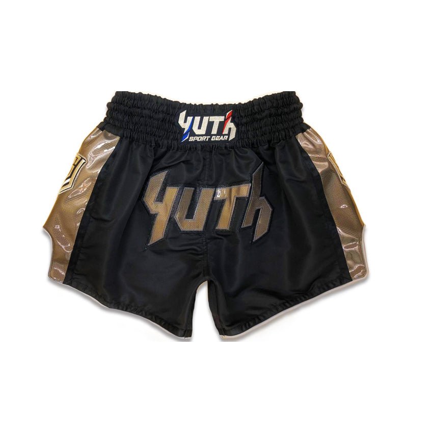 Black/Brown Yuth-Hologram Muay Thai Short Front