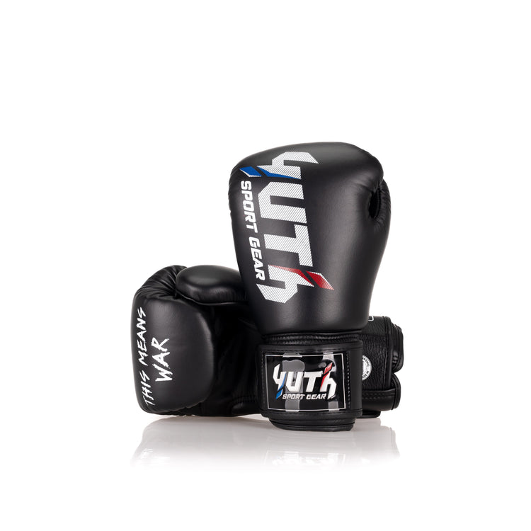 Classic Black  Yuth - Sport Line Boxing Gloves 8oz Back/Front
