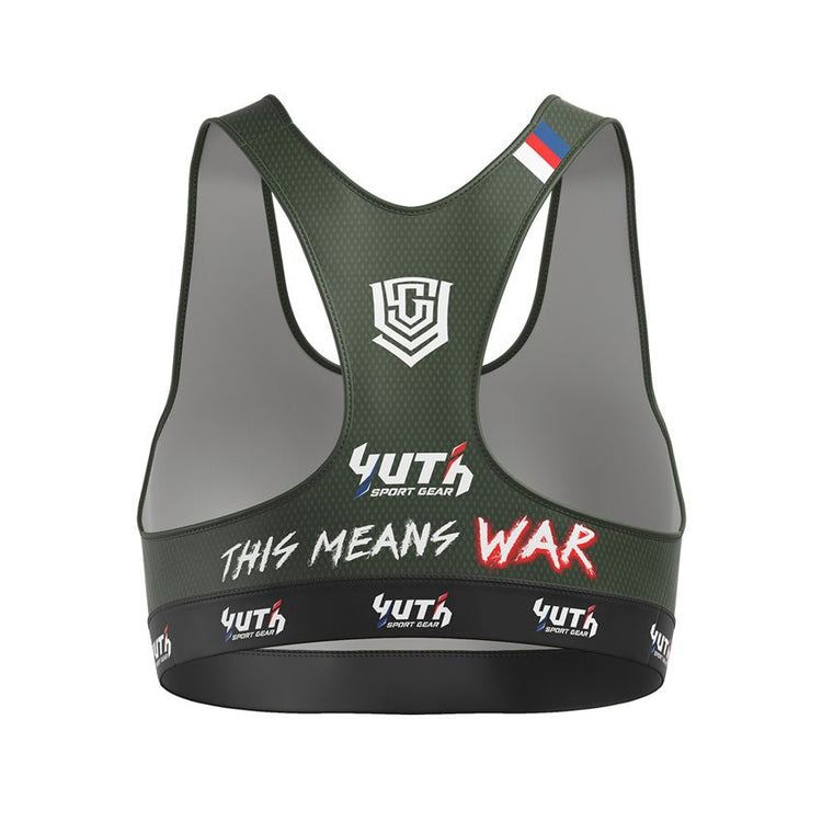 Army Green Yuth Thai Women's Sports Bra Back