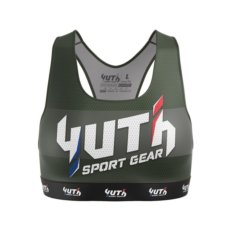 Army Green Yuth Women's Sports Bra Front