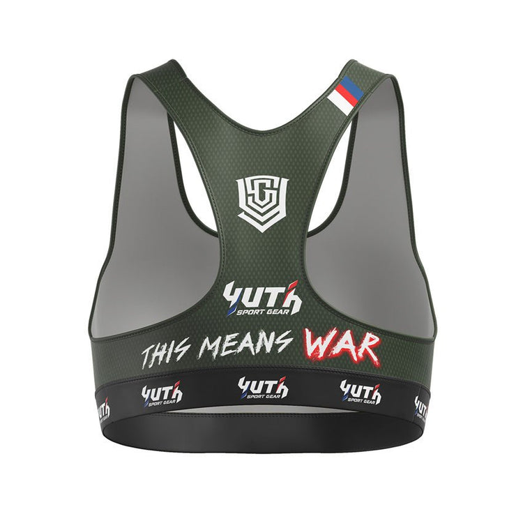 Army Green Yuth Women's Sports Bra Back